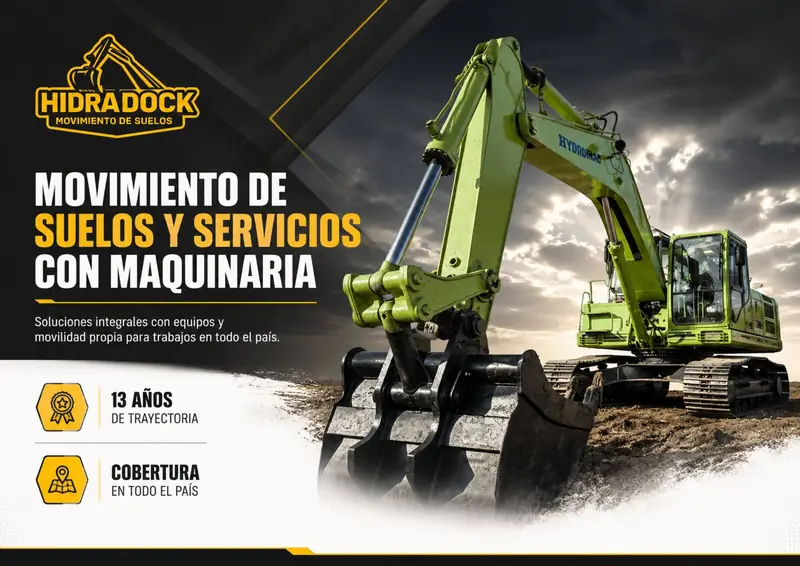 Hidra Dock — Movimiento de suelos y servicios con maquinaria. Soluciones integrales con equipos y movilidad propia.